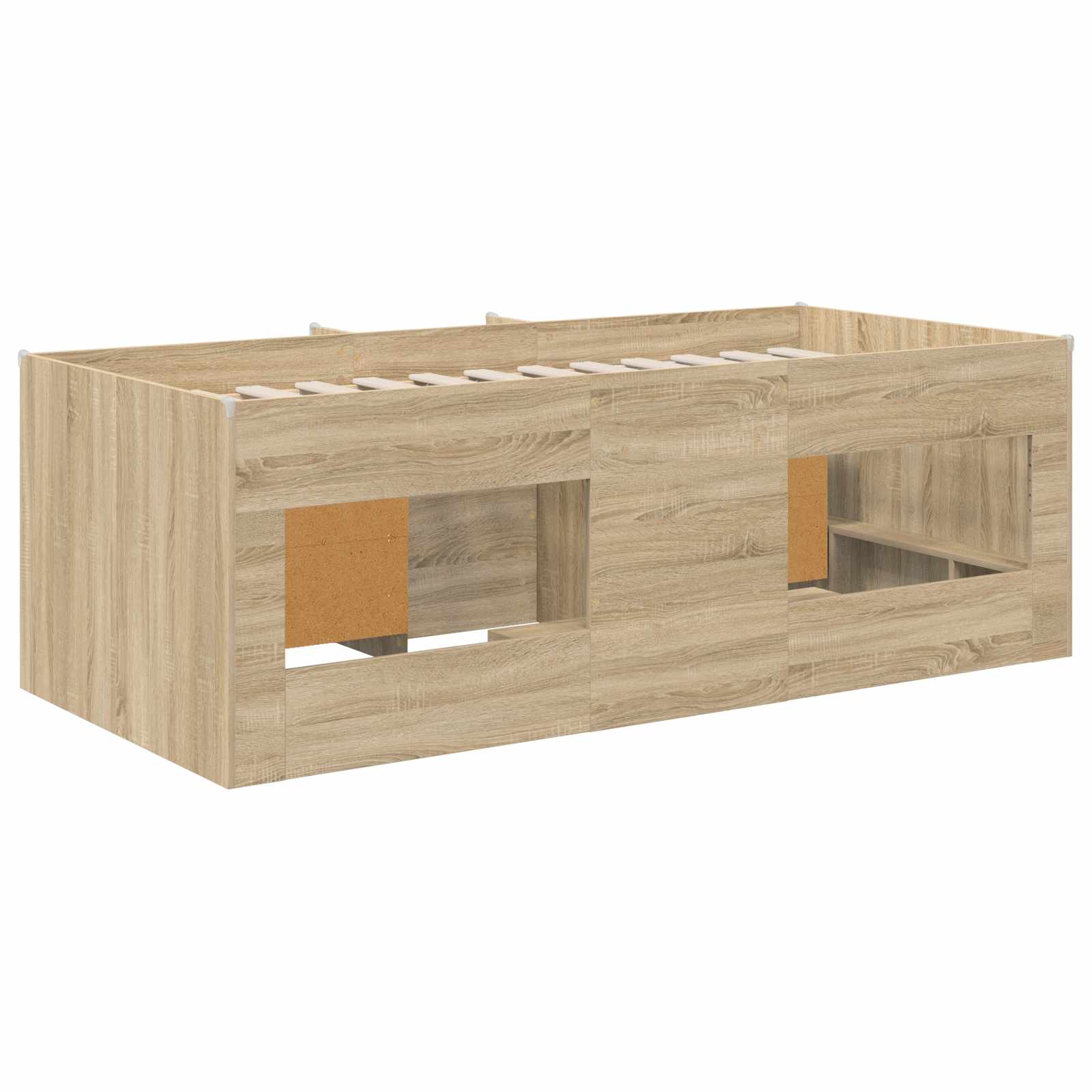Loft Bettgestell mit Schrank 3 stk. Sonoma-Eiche Holzwerkstoff