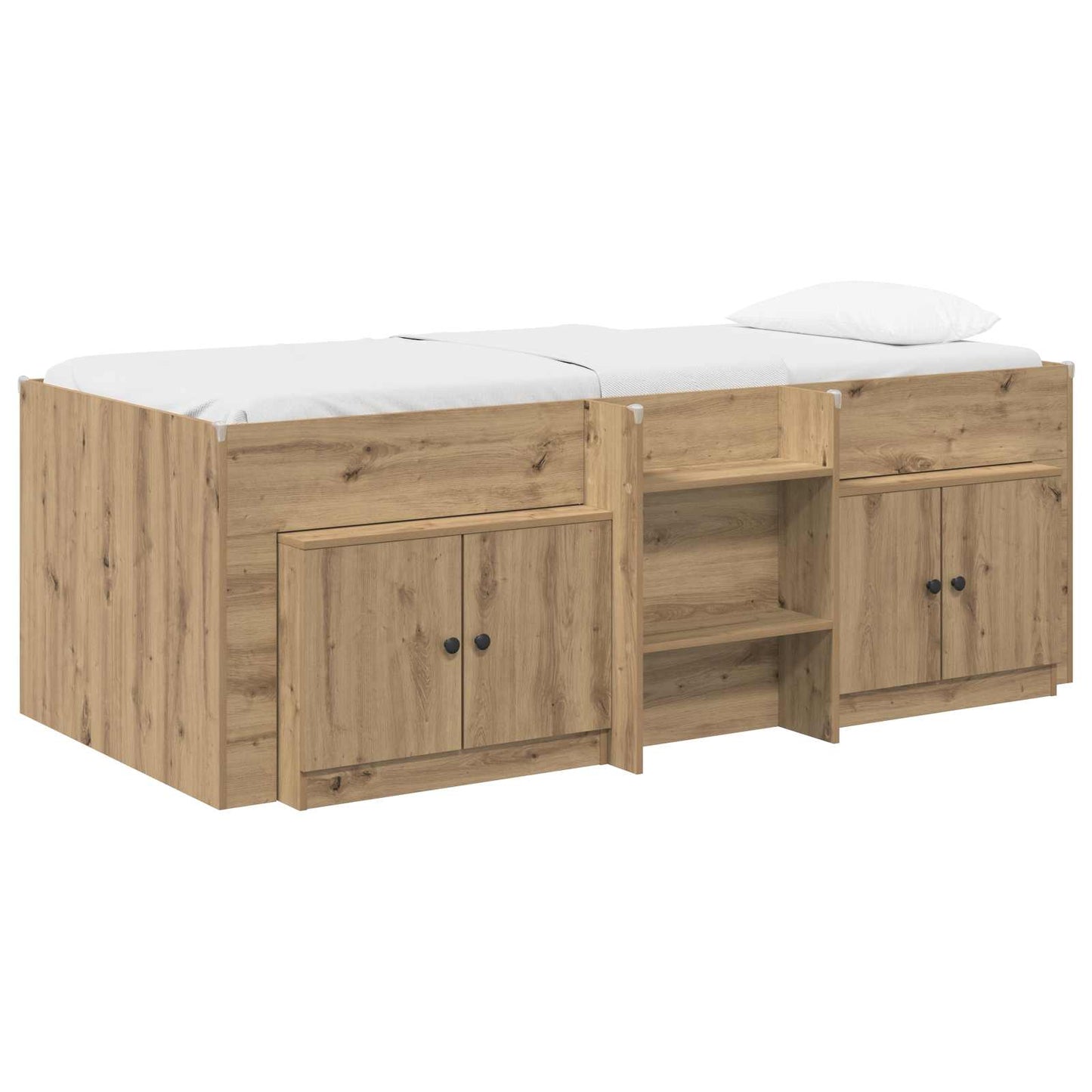 Loft Bettgestell mit Schrank 3 Stk. Artisan-Eiche Holzwerkstoff