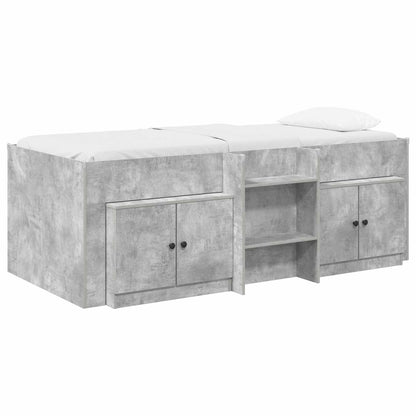 Loft Bettgestell mit Schrank 3 stk. Betongrau Holzwerkstoff