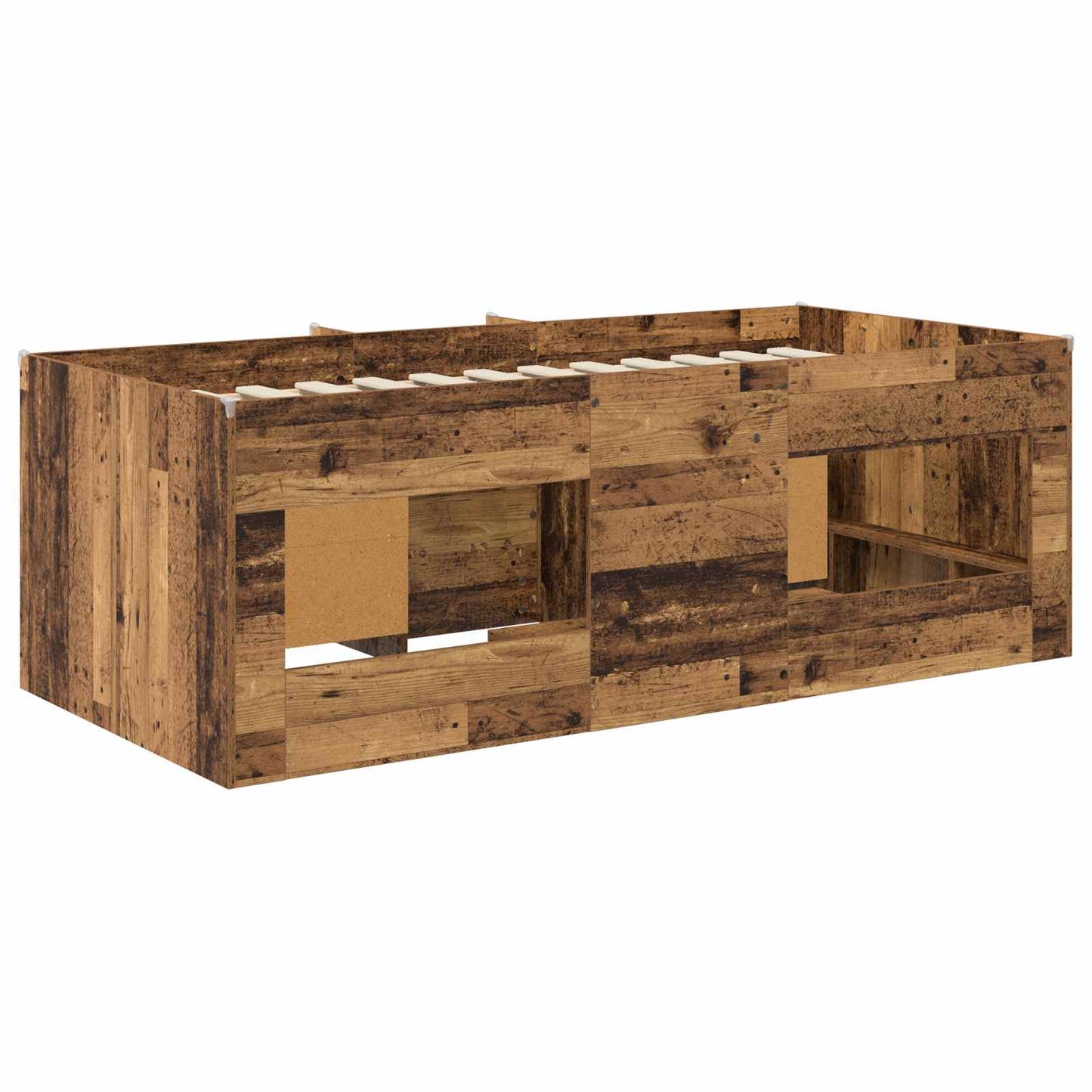 Loft Bettgestell mit Schrank 3 stk. Altholz Holzwerkstoff