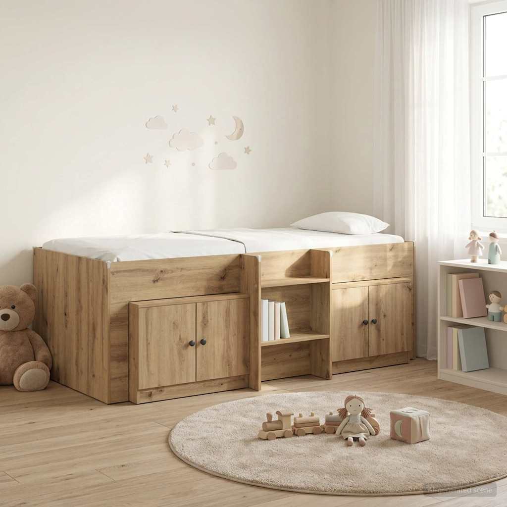 Loft Bettgestell mit Schrank 3 Stk. Artisan-Eiche Holzwerkstoff