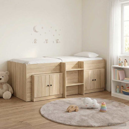 Loft Bettgestell mit Schrank 3 stk. Sonoma-Eiche Holzwerkstoff