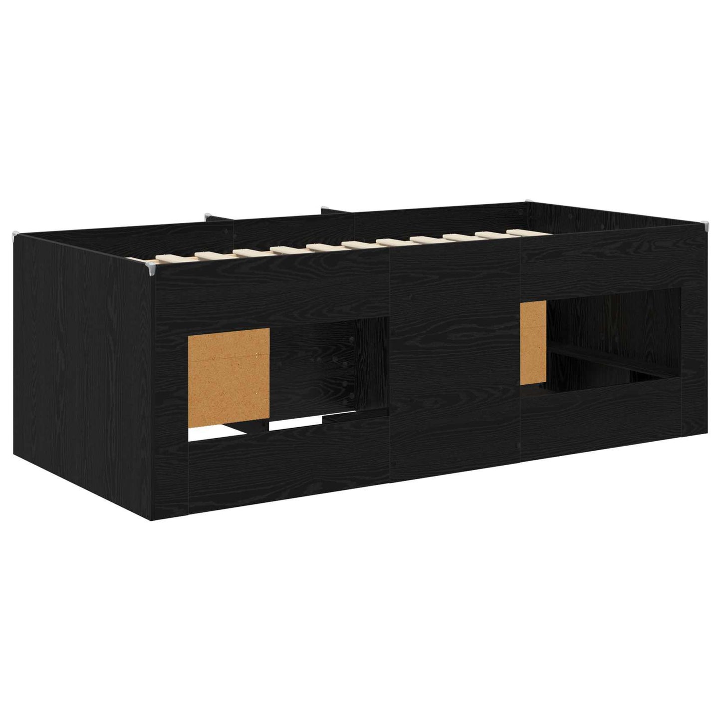 Loft Bettgestell mit Schrank 3 stk. Schwarz Holzwerkstoff