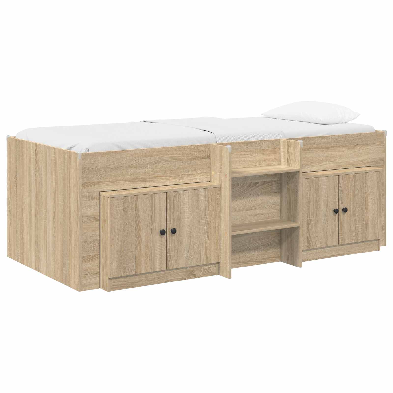 Loft Bettgestell mit Schrank 3 stk. Sonoma-Eiche Holzwerkstoff