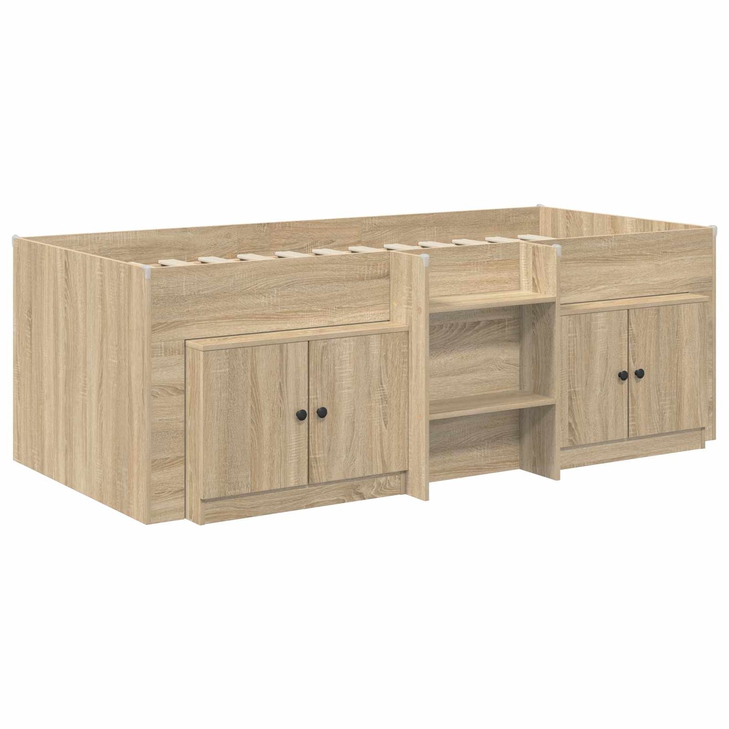 Loft Bettgestell mit Schrank 3 stk. Sonoma-Eiche Holzwerkstoff