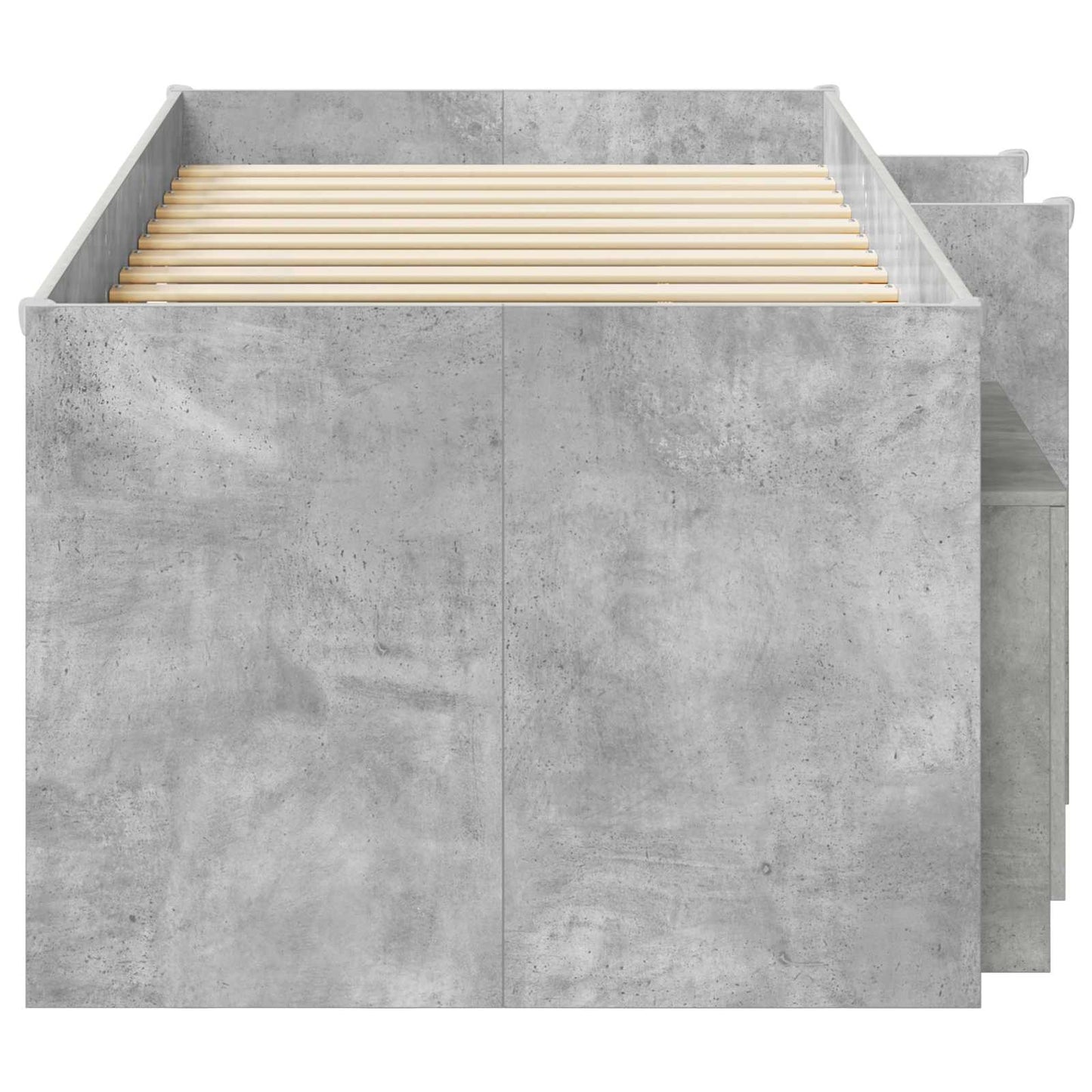 Loft Bettgestell mit Schrank 3 stk. Betongrau Holzwerkstoff