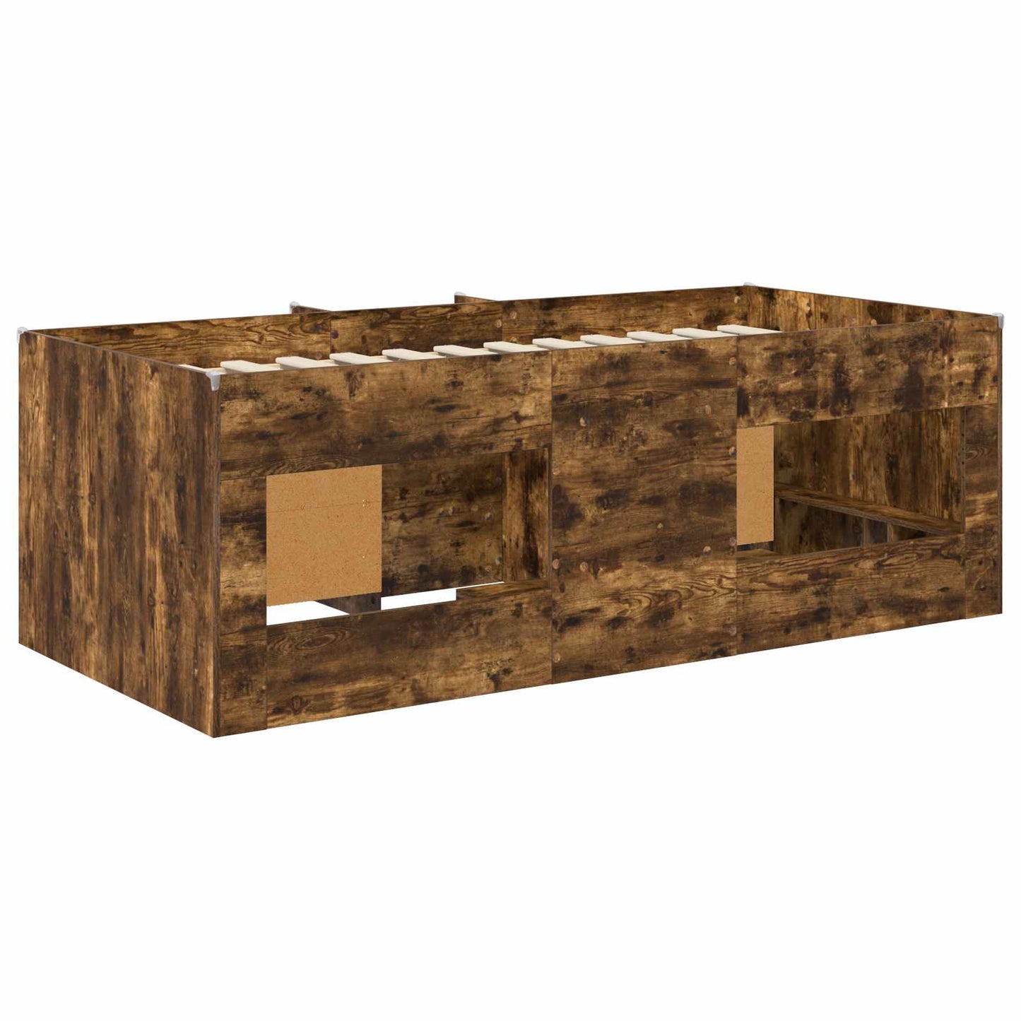 Loft Bettgestell mit Schrank 3 stk. Räuchereiche Holzwerkstoff