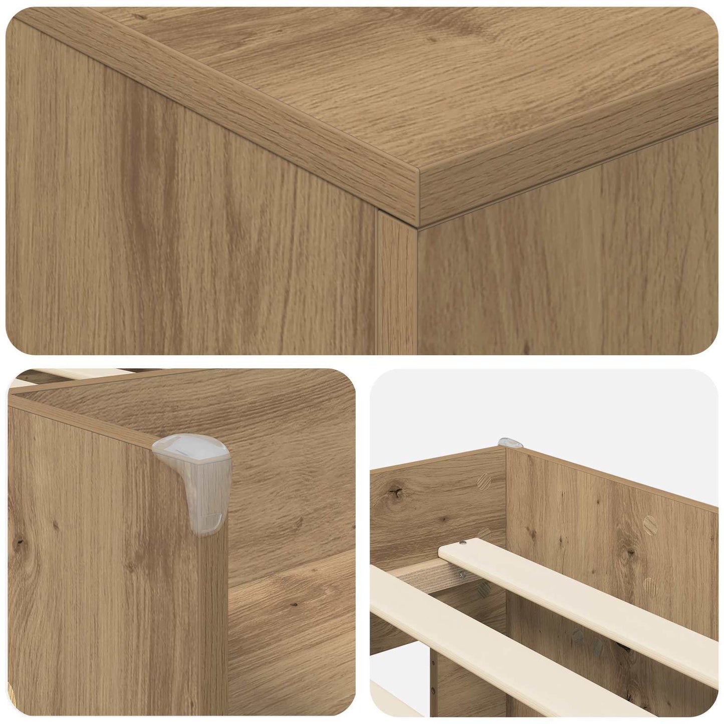 Loft Bettgestell mit Schrank 3 Stk. Artisan-Eiche Holzwerkstoff