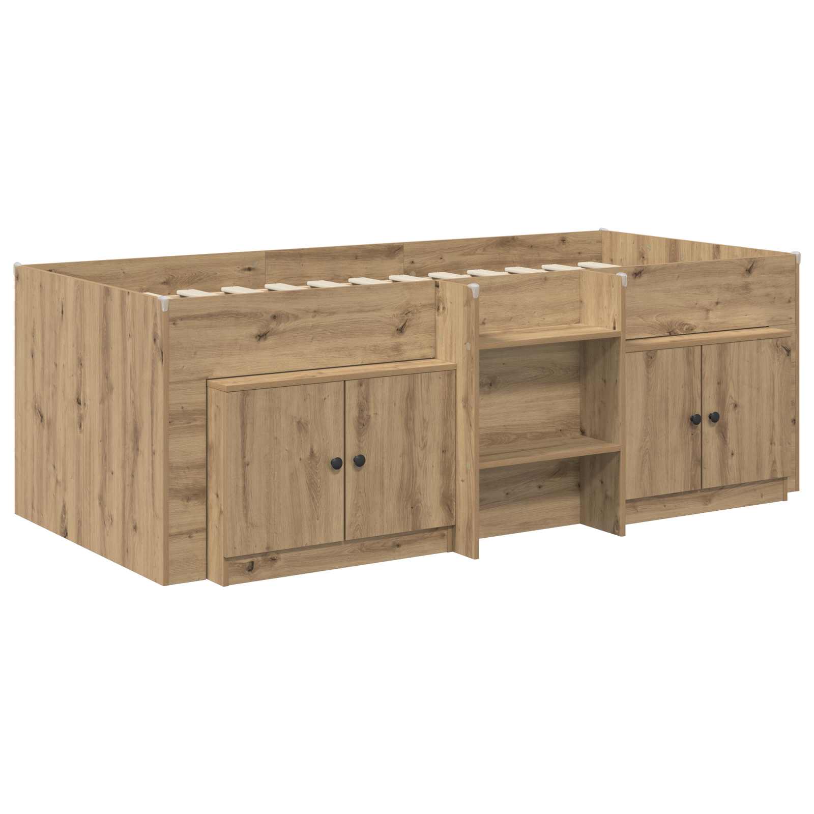 Loft Bettgestell mit Schrank 3 Stk. Artisan-Eiche Holzwerkstoff