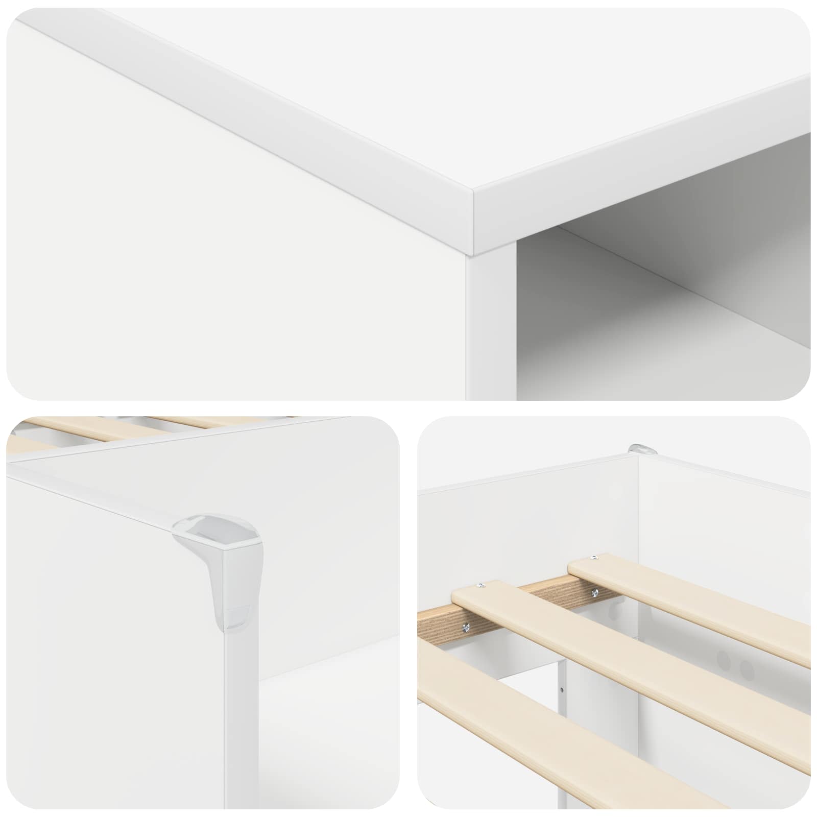 Loft Bettgestell mit Schrank 3 stk. Weiß Holzwerkstoff