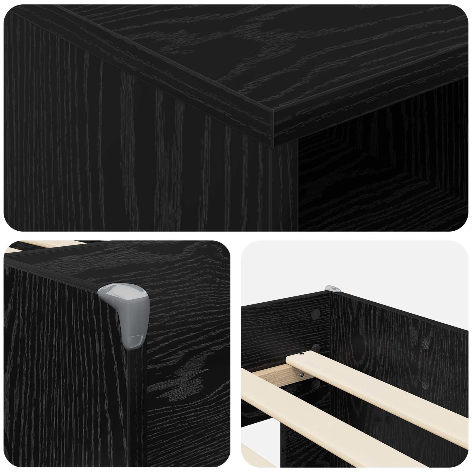Loft Bettgestell mit Schrank 3 stk. Schwarz Holzwerkstoff