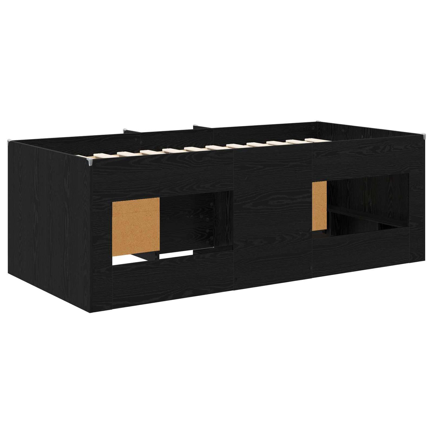 Loft Bettgestell mit Schrank 3 stk. Schwarz Holzwerkstoff