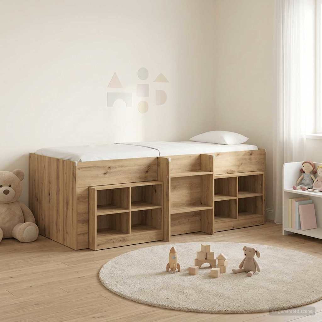 Loft Bettgestell mit Schrank 3 Stk. Artisan-Eiche Holzwerkstoff