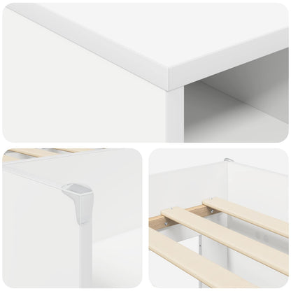 Loft Bettgestell mit Schrank 3 stk. Weiß Holzwerkstoff