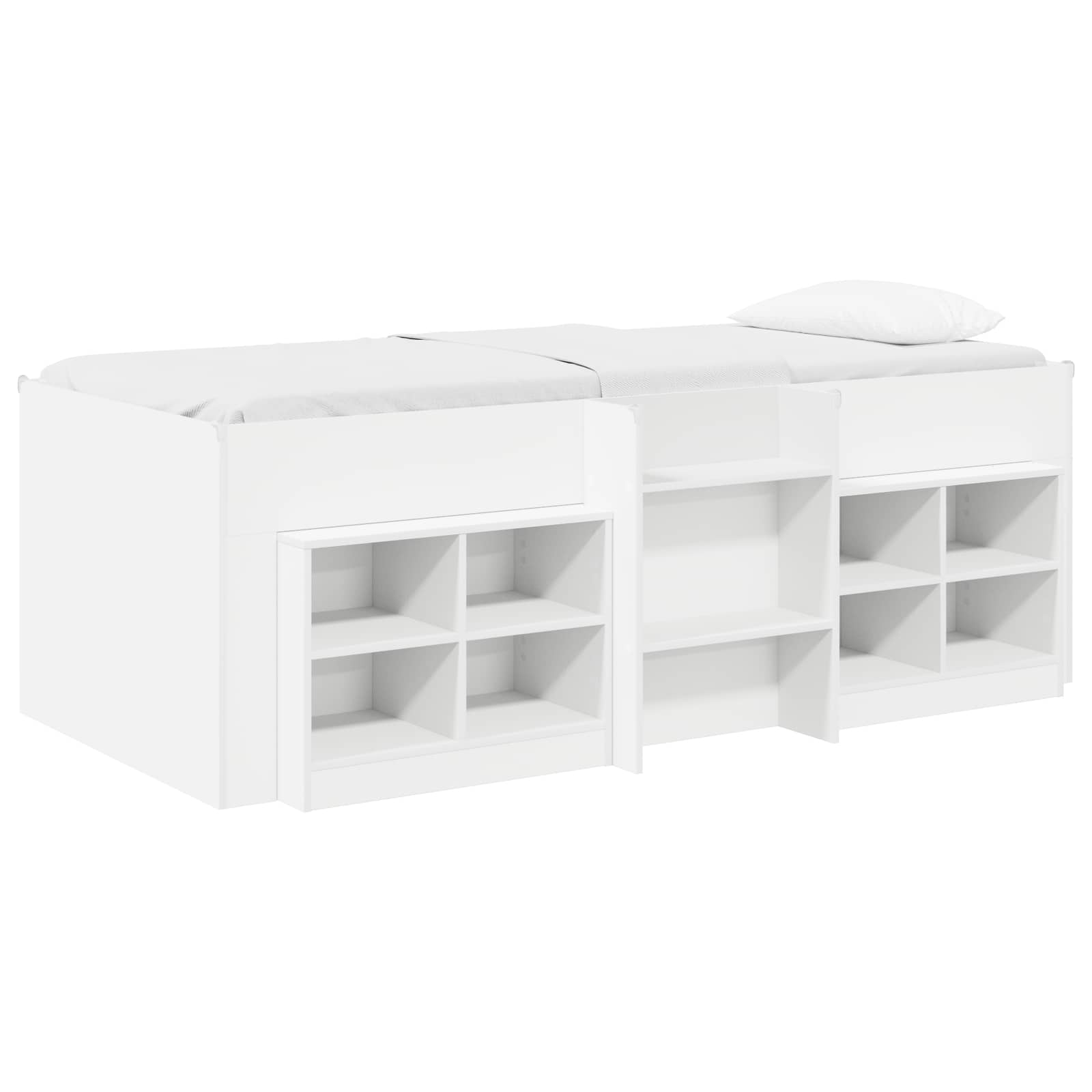 Loft Bettgestell mit Schrank 3 stk. Weiß Holzwerkstoff