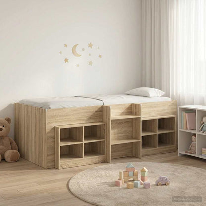 Loft Bettgestell mit Schrank 3 stk. Sonoma-Eiche Holzwerkstoff