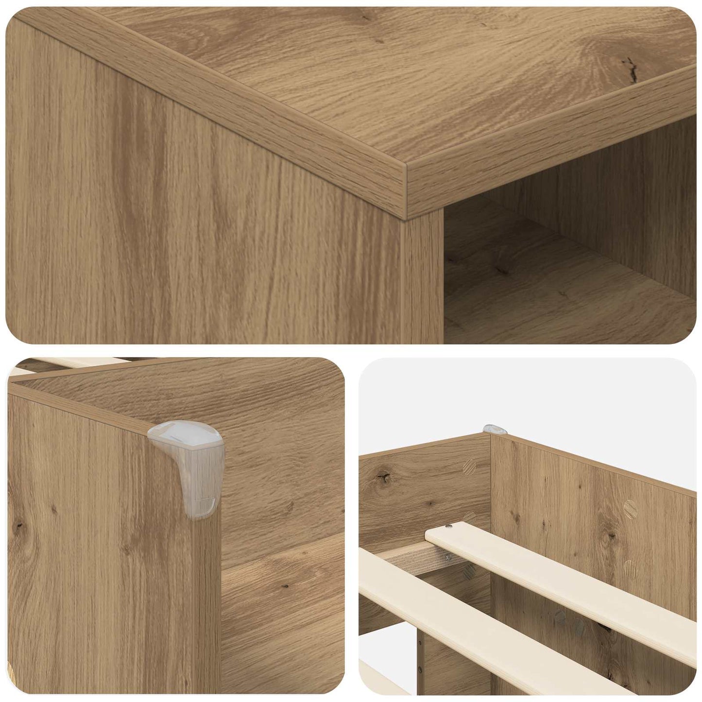 Loft Bettgestell mit Schrank 3 stk. Artisan-Eiche Holzwerkstoff
