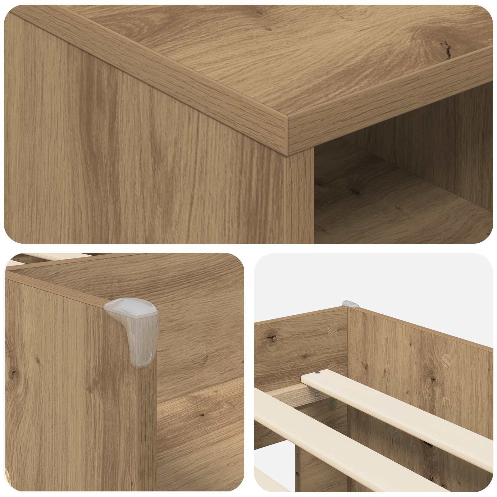 Loft Bettgestell mit Schrank 3 stk. Artisan-Eiche Holzwerkstoff
