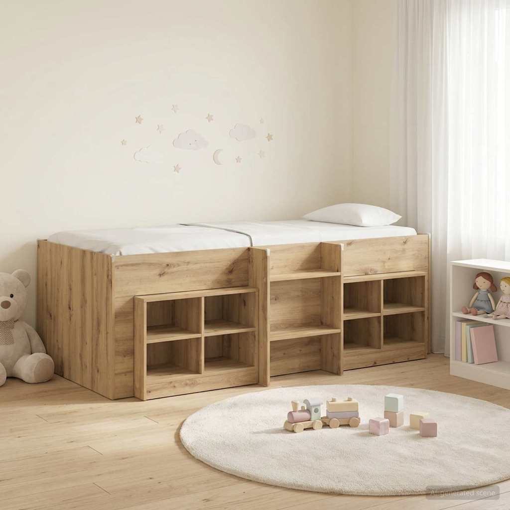 Loft Bettgestell mit Schrank 3 stk. Artisan-Eiche Holzwerkstoff