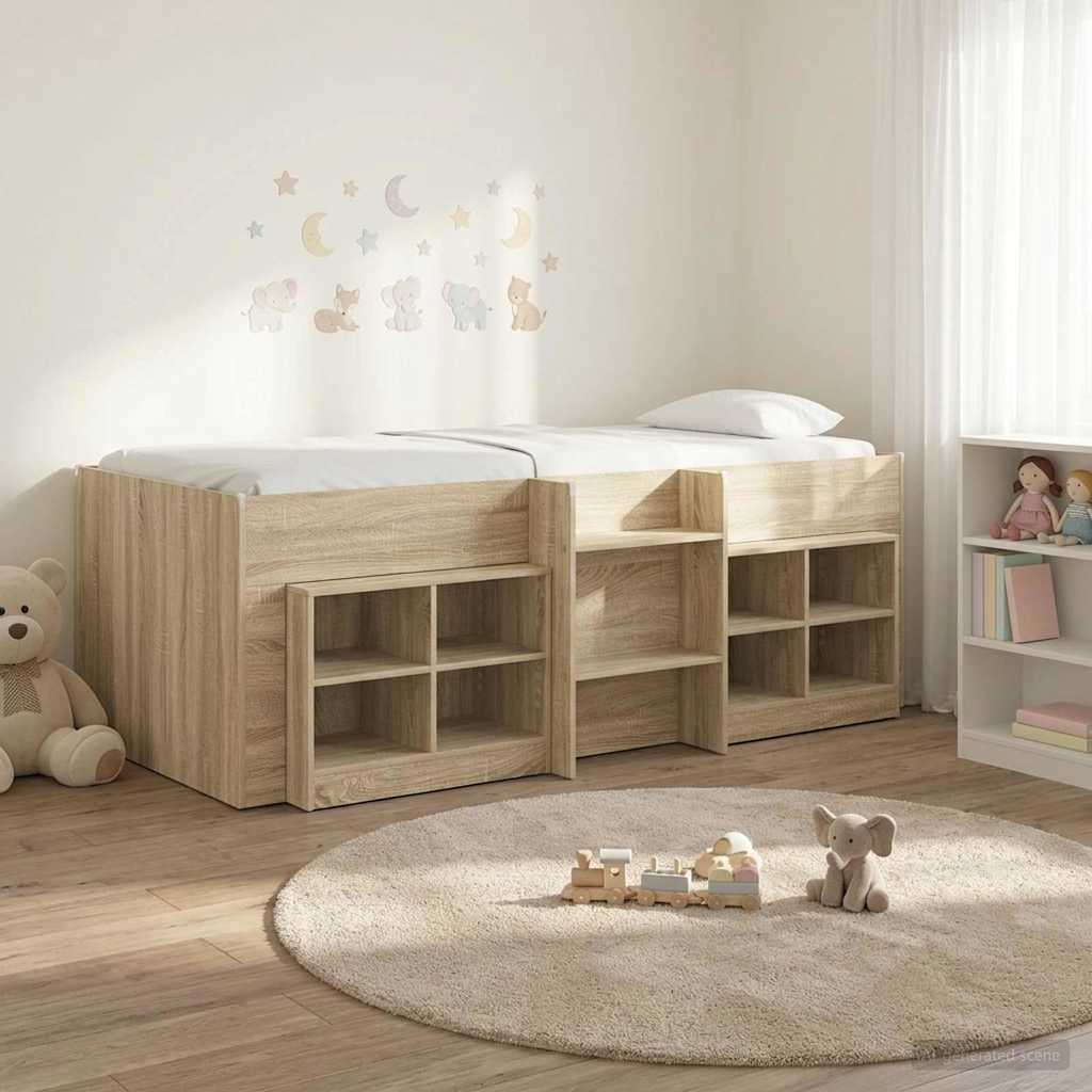Loft Bettgestell mit Schrank 3 Stk. Sonoma-Eiche Holzwerkstoff