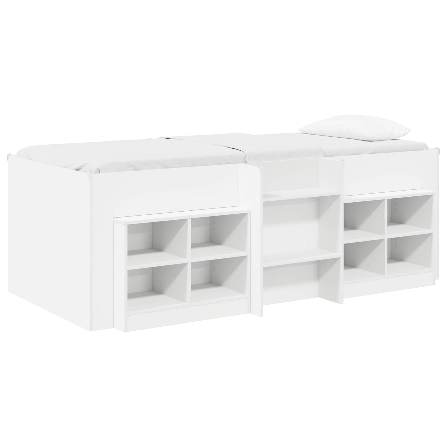Loft Bettgestell mit Schrank 3 stk. Weiß Holzwerkstoff
