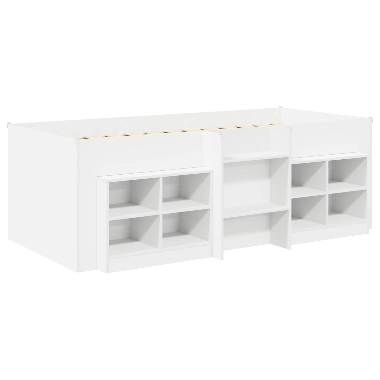 Loft Bettgestell mit Schrank 3 stk. Weiß Holzwerkstoff