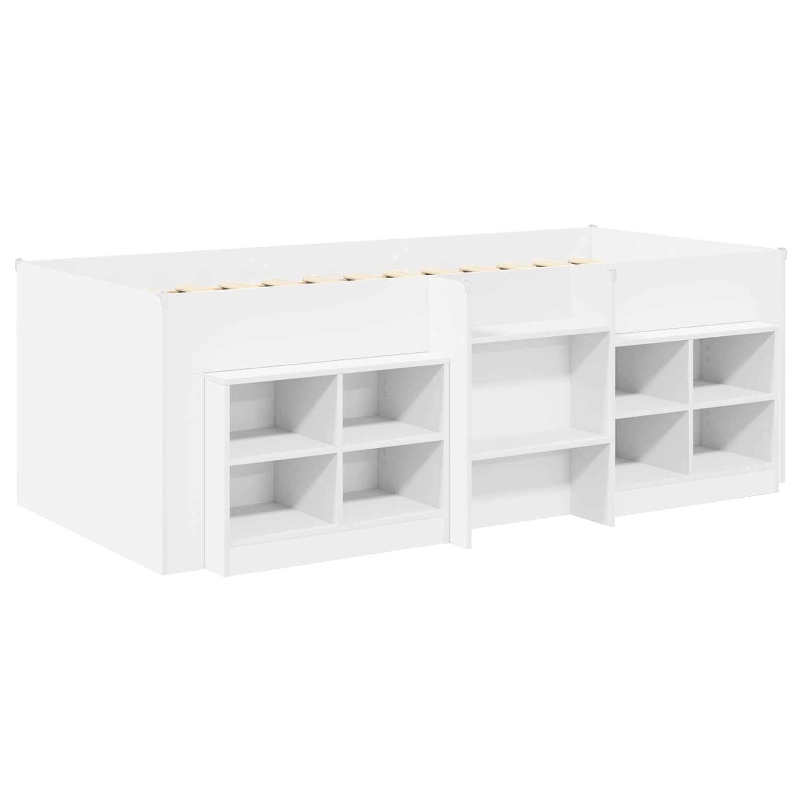 Loft Bettgestell mit Schrank 3 stk. Weiß Holzwerkstoff