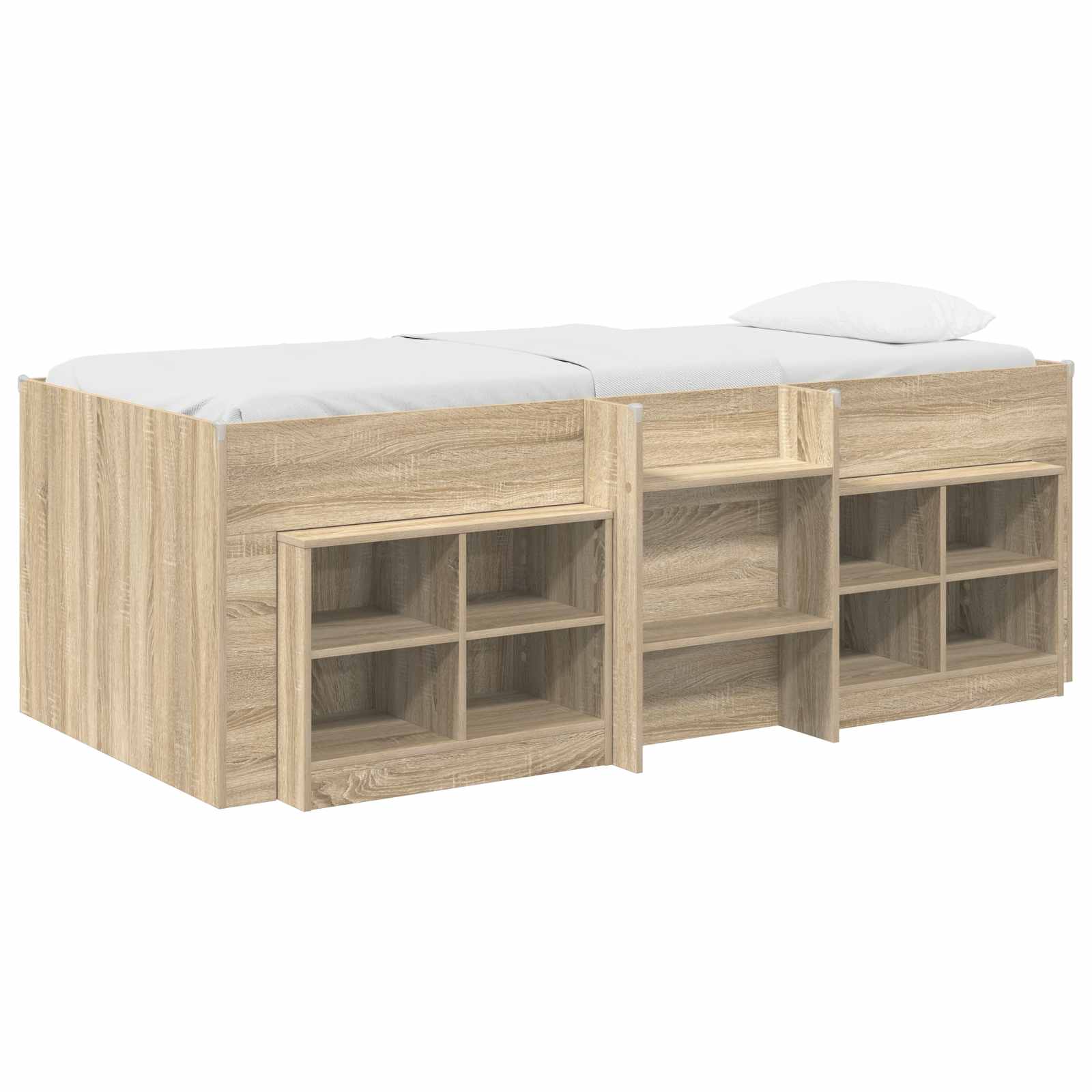 Loft Bettgestell mit Schrank 3 stk. Sonoma-Eiche Holzwerkstoff