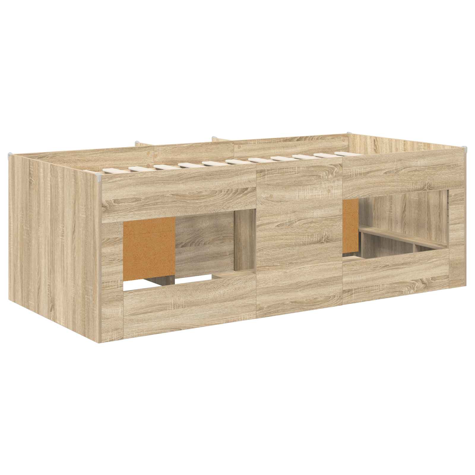 Loft Bettgestell mit Schrank 3 stk. Sonoma-Eiche Holzwerkstoff