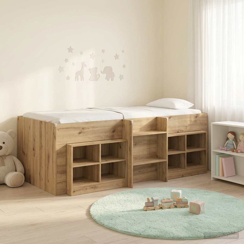 Loft Bettgestell mit Schrank 3 Stk. Artisan-Eiche Holzwerkstoff