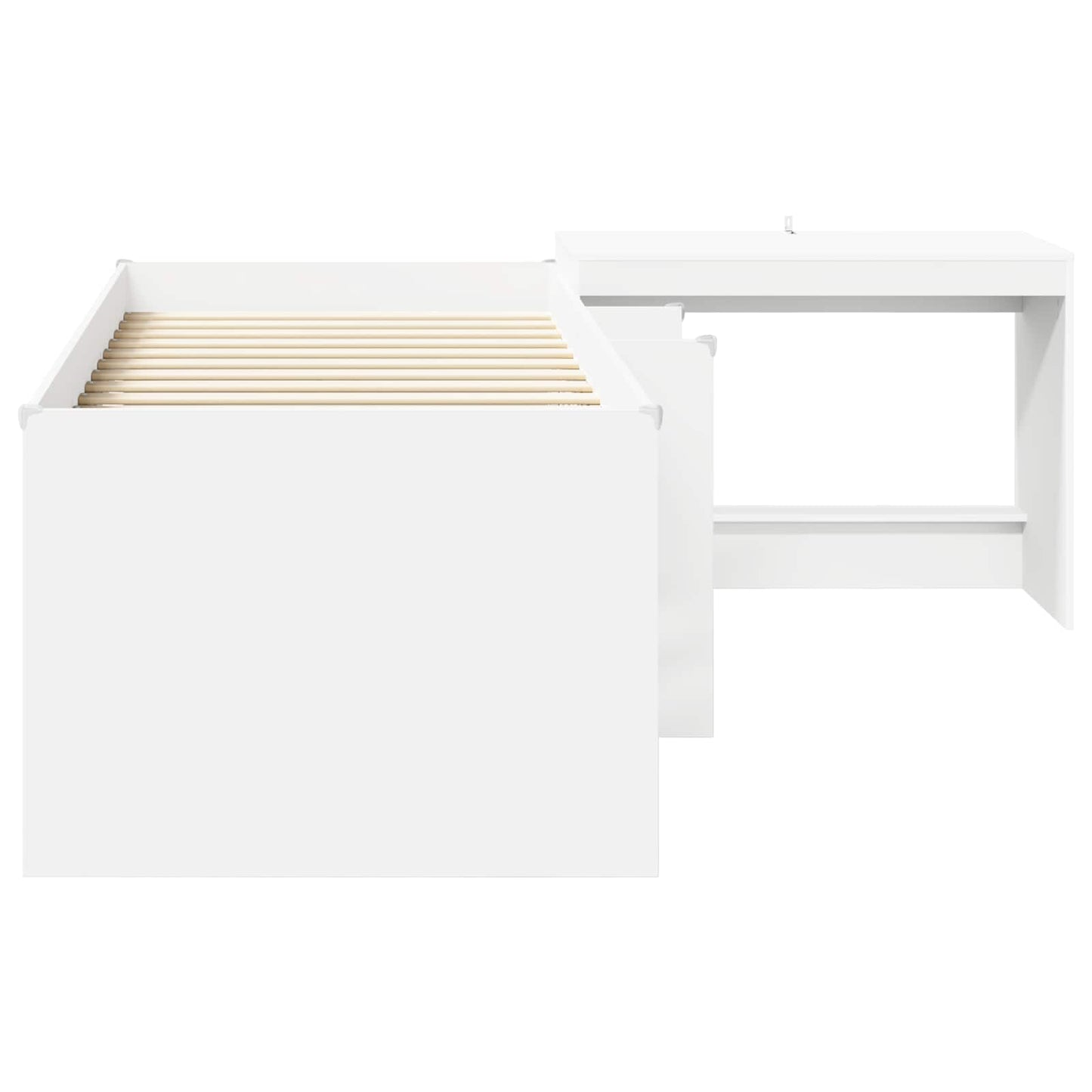 Hochbett mit Schreibtisch für Kinder 2 Stk. Weiß Holzwerkstoff