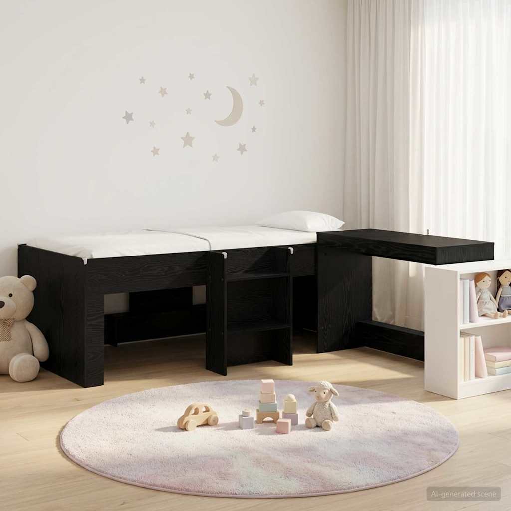 Hochbett mit Schreibtisch für Kinder Schwarze Eiche 80 x 200 cm