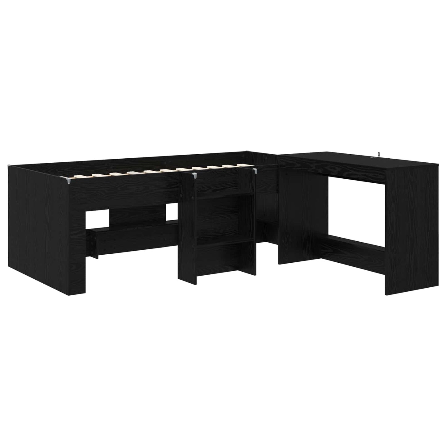 Hochbett mit Schreibtisch für Kinder Schwarze Eiche 80 x 200 cm