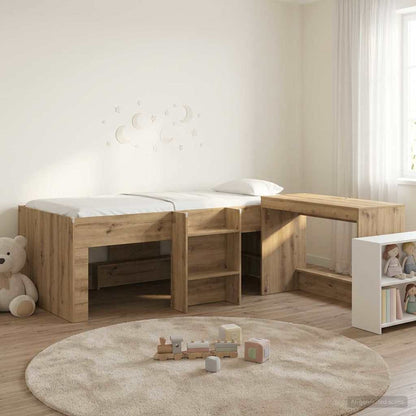 Hochbett mit Schreibtisch für Kinder 2 stk. Artisan-Eiche