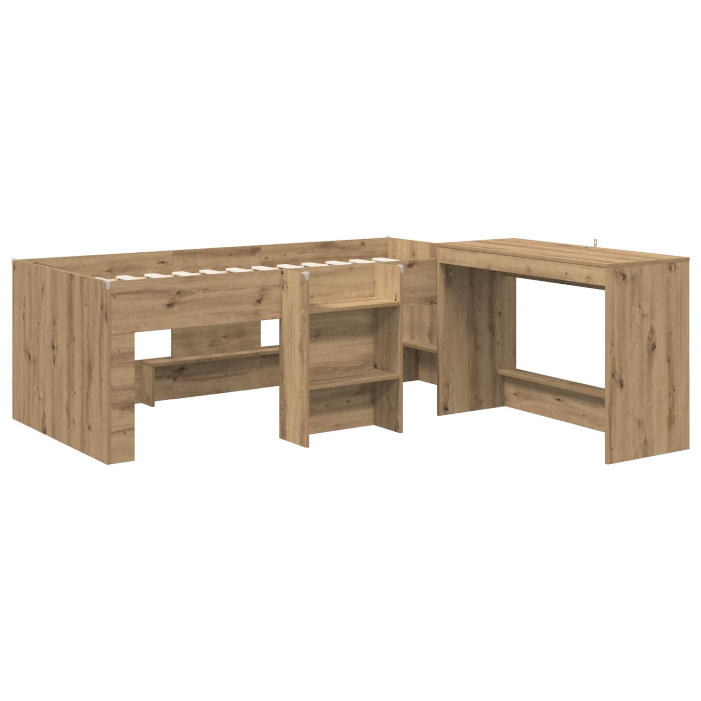 Hochbett mit Schreibtisch für Kinder 2 Stk. Artisan-Eiche