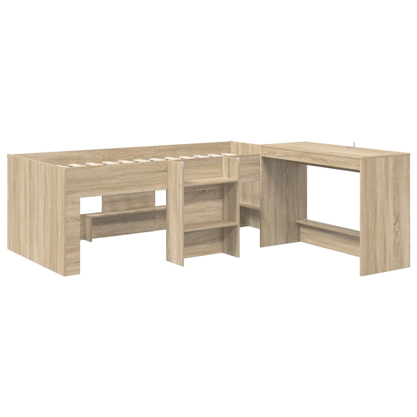Bettgestell mit Schreibtisch 2 Stk. Sonoma-Eiche Holzwerkstoff