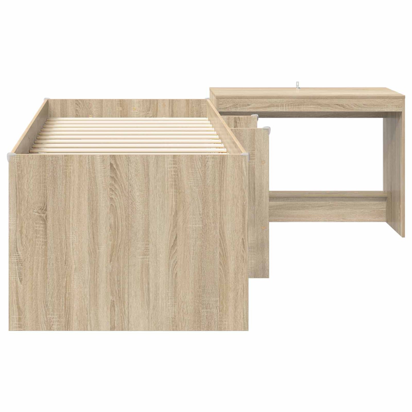 Bettgestell mit Schreibtisch 2 Stk. Sonoma-Eiche Holzwerkstoff