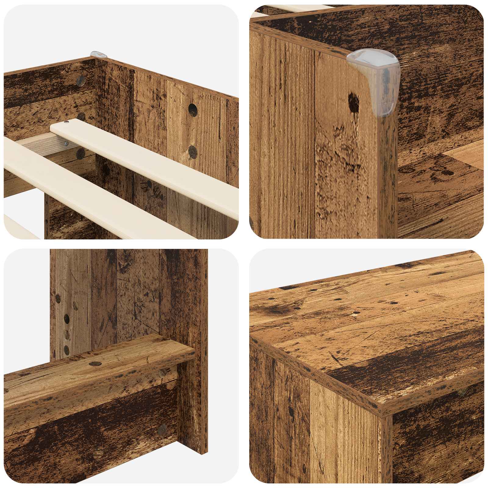 Bettgestell mit Schreibtisch 2 Stk. Altholz Holzwerkstoff