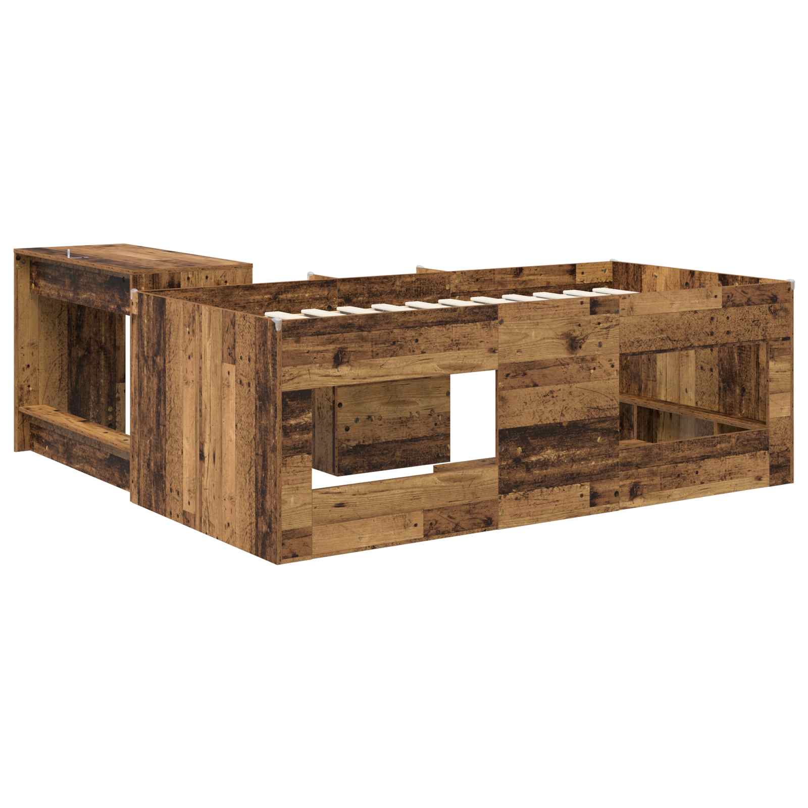 Bettgestell mit Schreibtisch 2 Stk. Altholz Holzwerkstoff