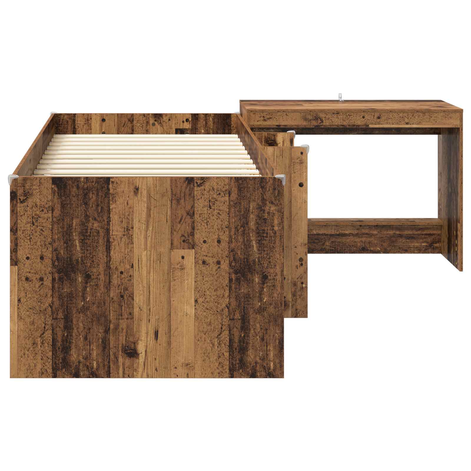 Bettgestell mit Schreibtisch 2 Stk. Altholz Holzwerkstoff