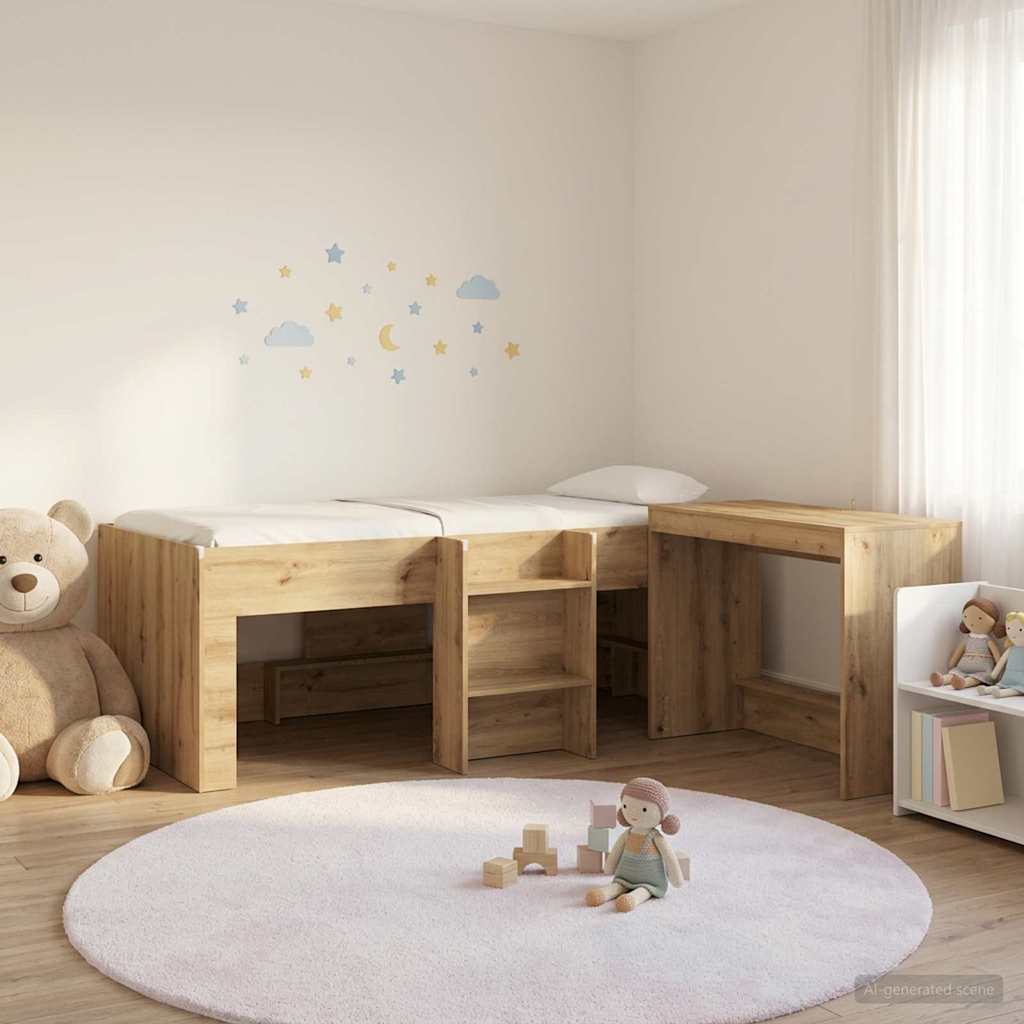 Bettgestell mit Schreibtisch 2 Stk. Artisan-Eiche Holzwerkstoff