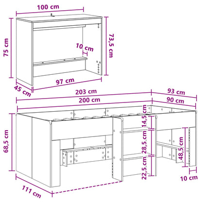 Bettgestell mit Schreibtisch 2 Stk. Artisan-Eiche Holzwerkstoff