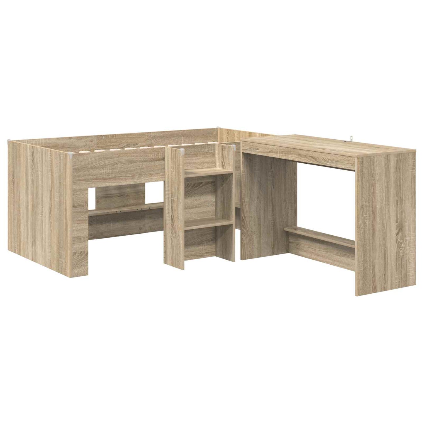 Hochbett mit Schreibtisch für Kinder 2 Stk. Sonoma-Eiche