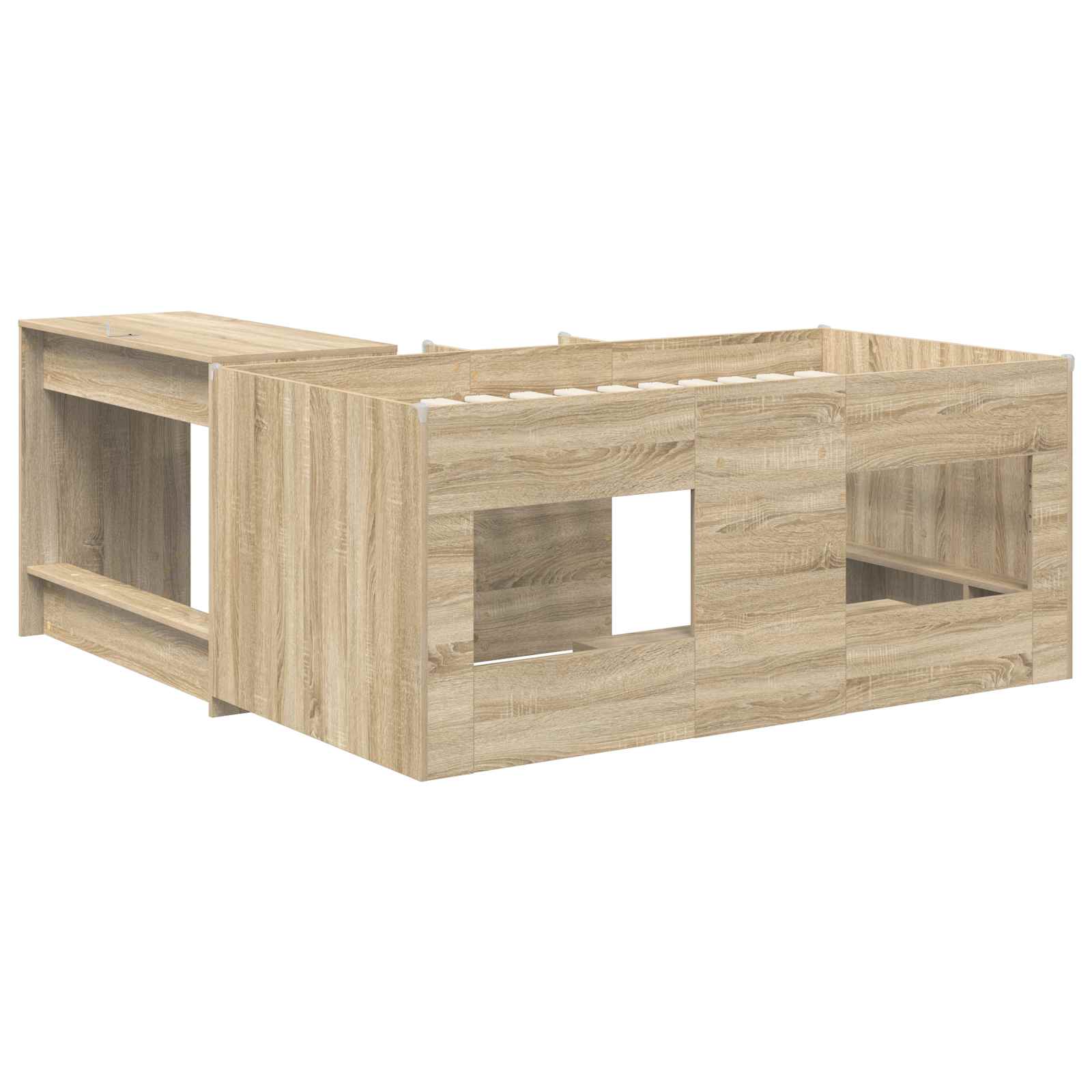Hochbett mit Schreibtisch für Kinder 2 Stk. Sonoma-Eiche