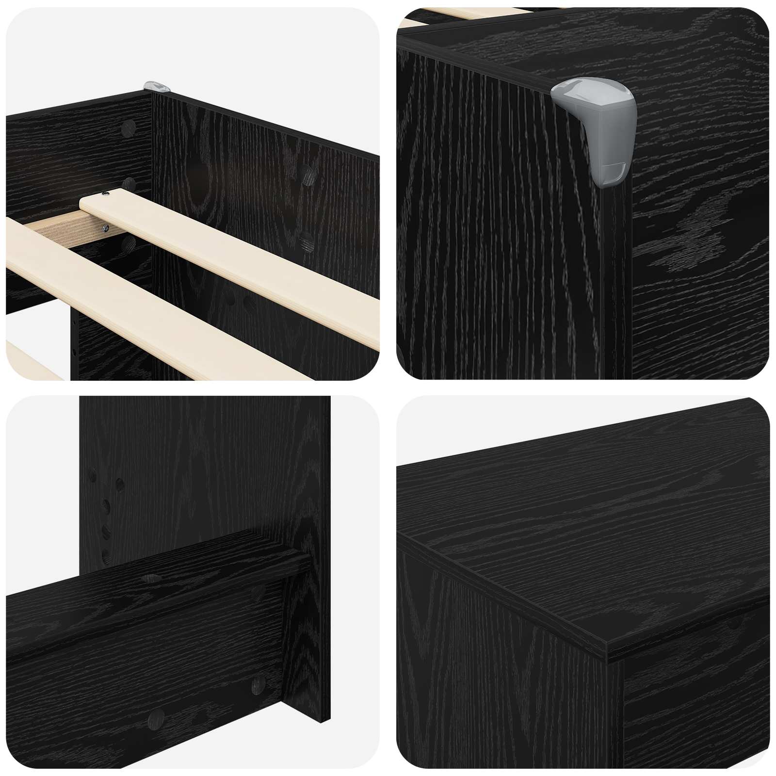 Hochbett mit Schreibtisch für Kinder Schwarze Eiche 90 x 190 cm