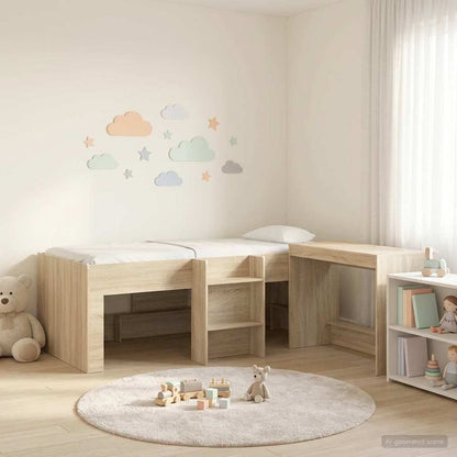 Hochbett mit Schreibtisch für Kinder 2 stk. Sonoma-Eiche
