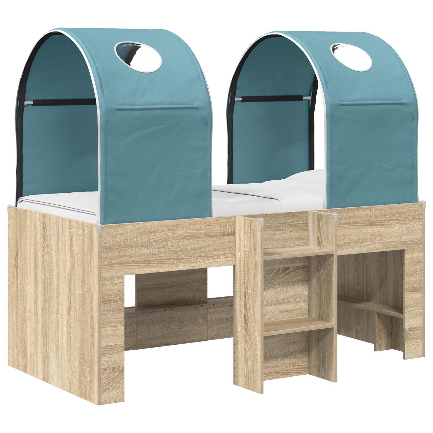 Bett mit Tunnel 3 Stk. Sonoma und Hellblau Holzwerkstoff