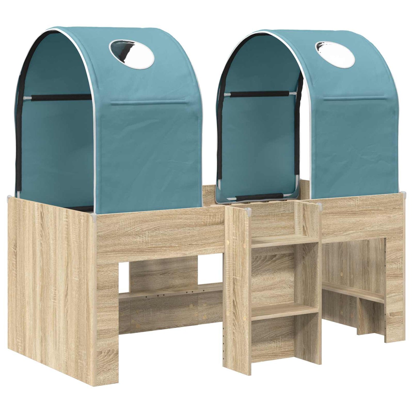 Bett mit Tunnel 3 Stk. Sonoma und Hellblau Holzwerkstoff
