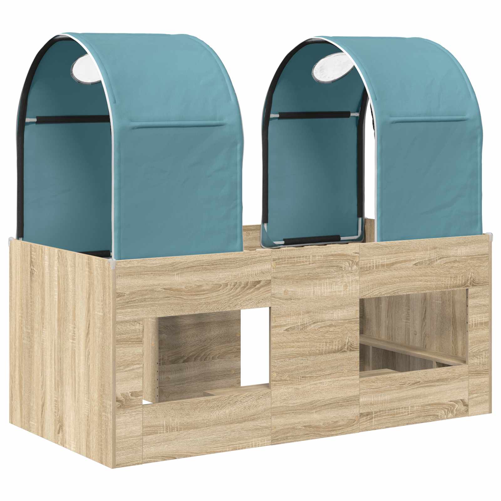 Bett mit Tunnel 3 Stk. Sonoma und Hellblau Holzwerkstoff