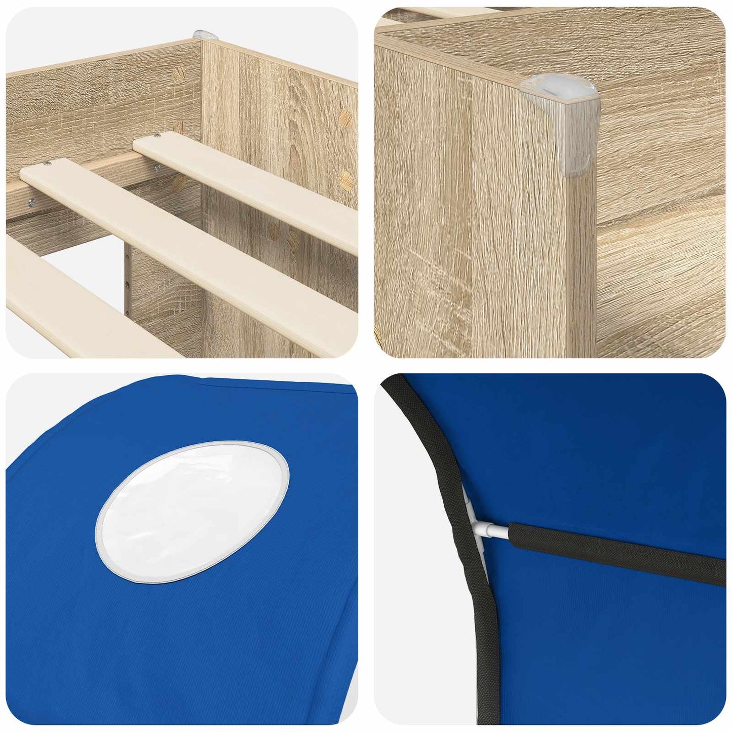 Bett mit Tunnel 3 Stk. Sonoma und Blau Holzwerkstoff